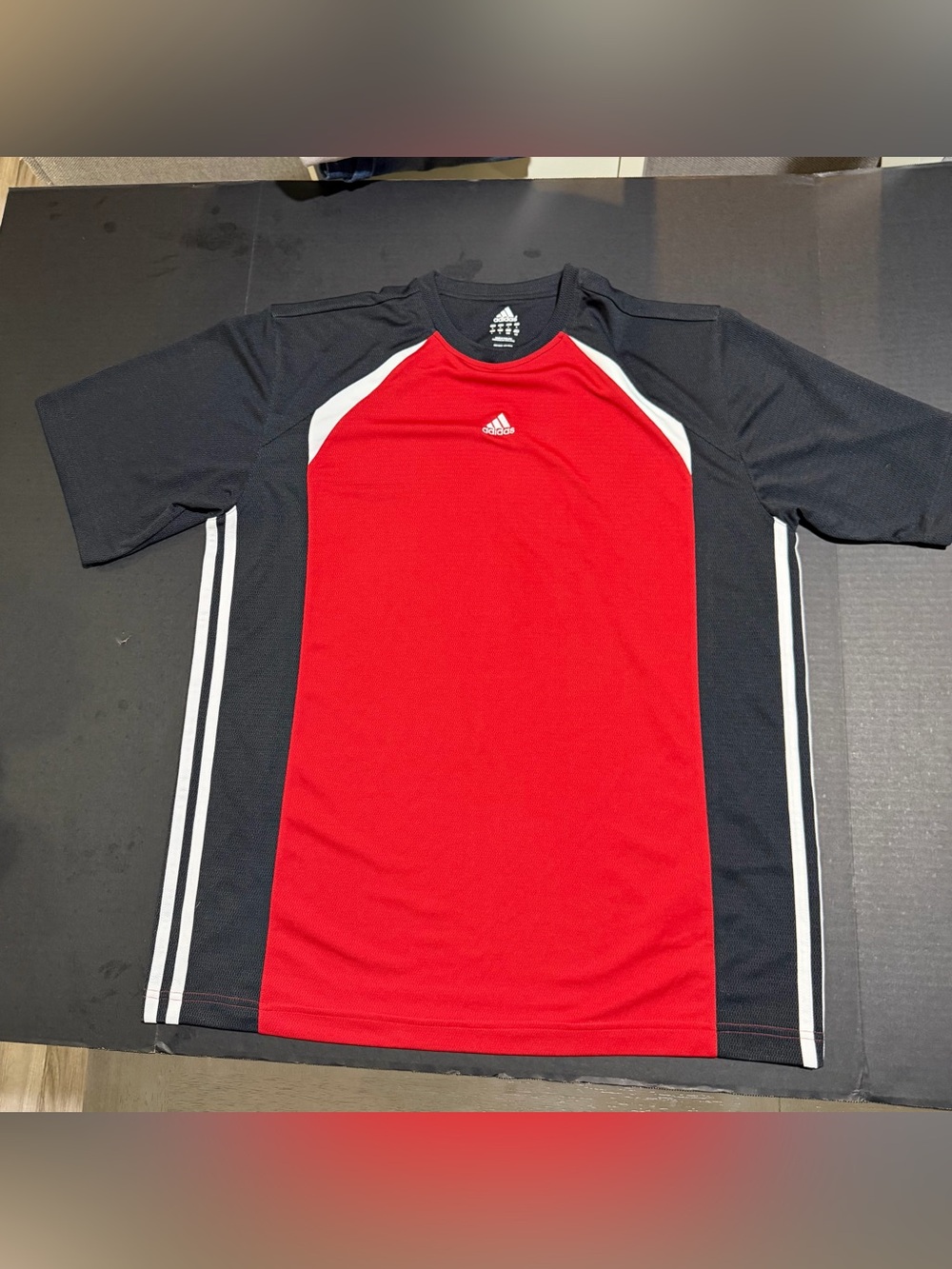 adidas Men’s Red, Black & White Short Sleeve Athletic Tee